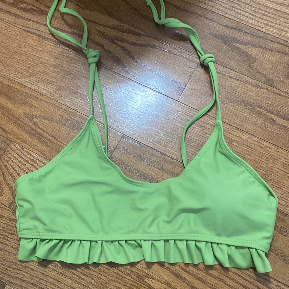 Green ruffled bikini top